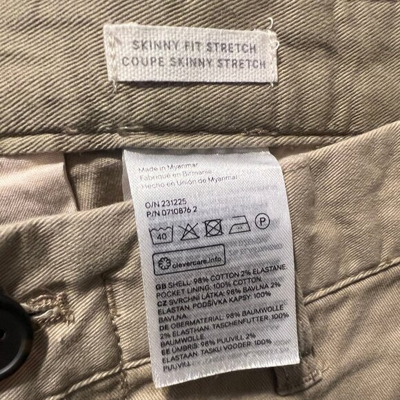 H&M L.O.G.G. Beige Skinny Fit Stretch Pants Men's Size 34 NWT - Picture 8 of 9